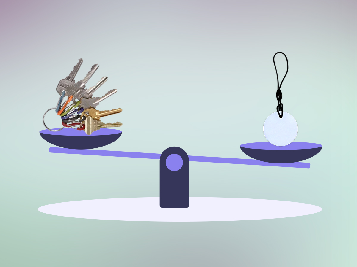 key ring and key fob balance scale comparison illustration graphic