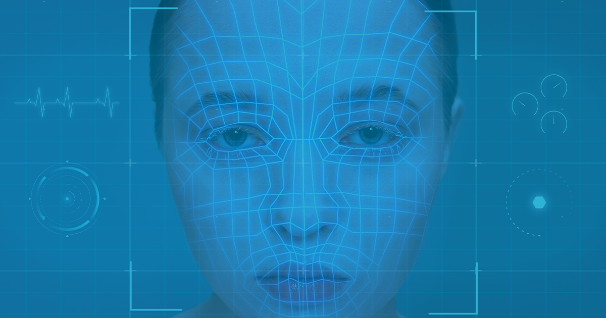 Facial recognition technology feature of woman