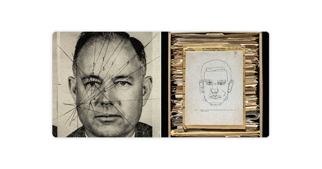 early history of facial recognition sketches of a mans face