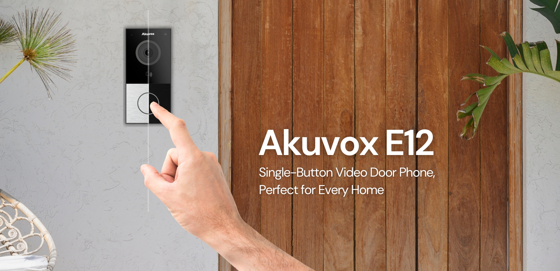 Person pushing button on Akuvox E12 video door phone